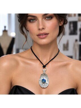 Daisy 1910 Spoon Pendant with Blue Crystal | Alma Antigua